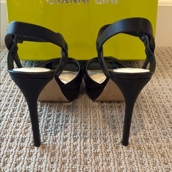 Gianni Bini Black Leather Stiletto Heels - Picture 7 of 10